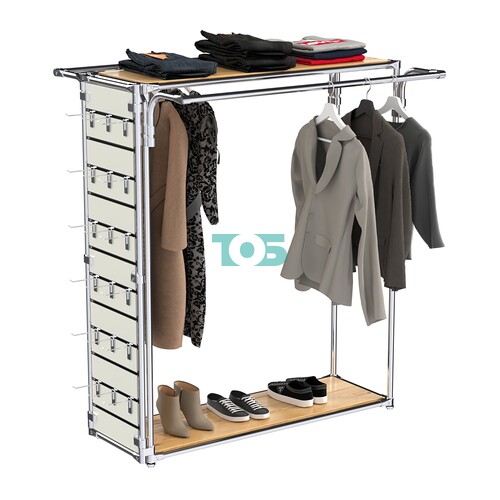 Хромированный стенд-вешало ETD-11 №1-3 (торец-ЭП) с полками ДСП 16мм