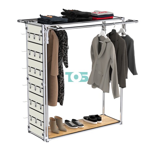 Хромированный стенд-вешало ETD-11 №1-4 (торец-ЭП) с полкой Зеркало 4мм