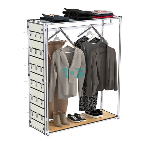 Хромированный стенд-вешало ETD-12 №1-1 (торец-ЭП) с полкой стекло 6мм (прозрачное)