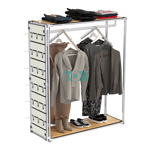 Хромированный стенд-вешало ETD-12 №1-3 (торец-ЭП) с полками ДСП 16мм