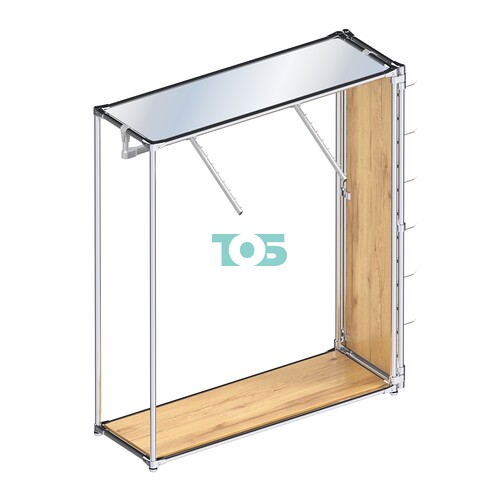 Хромированный стенд-вешало ETD-12 №1-4 (торец-ЭП) с полкой Зеркало 4мм