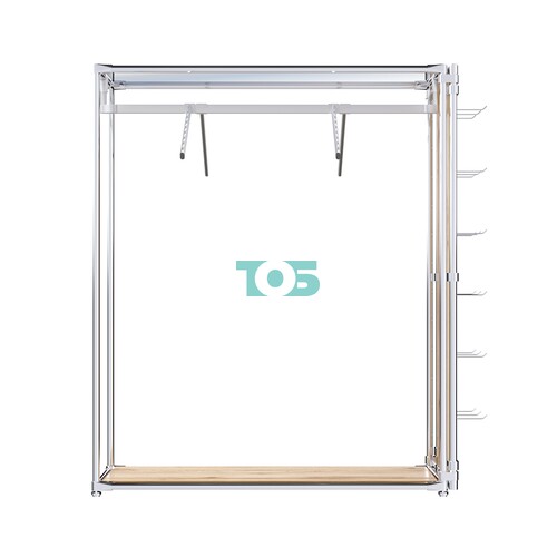 Хромированный стенд-вешало ETD-12 №1-4 (торец-ЭП) с полкой Зеркало 4мм