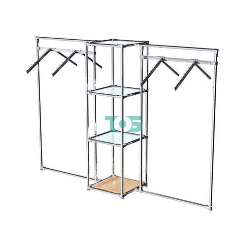 Хромированное вешало ГРАНЬ №2-1 с полками стекло 6 мм