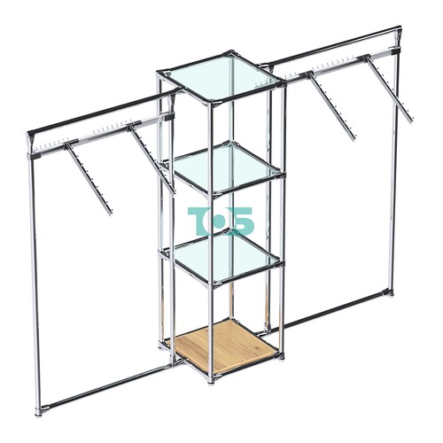 Хромированное вешало ГРАНЬ №2-1 с полками стекло 6 мм