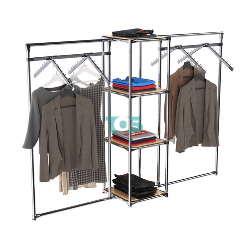 Хромированное вешало ГРАНЬ №2-3 с полками ДСП 16 мм