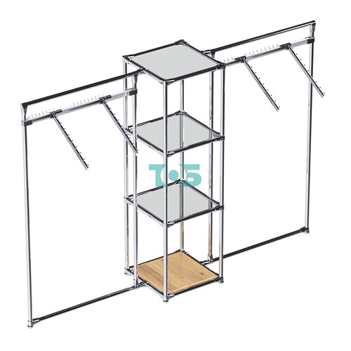 Хромированное вешало ГРАНЬ №2-4 с зеркальными полками 4 мм