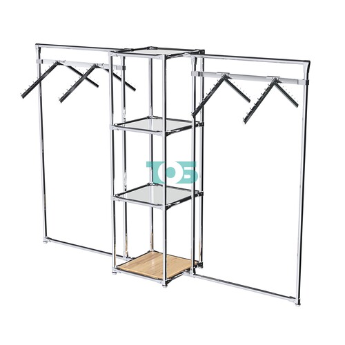 Хромированное вешало ГРАНЬ №2-4 с зеркальными полками 4 мм