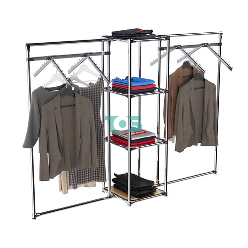 Хромированное вешало ГРАНЬ №2-4 с зеркальными полками 4 мм