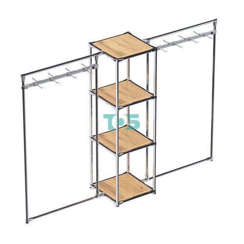 Хромированное вешало ЛУЧ №2-3 с полками ДСП 16 мм
