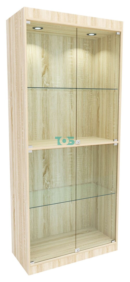 Стеклянная витрина №8-1 с каркасом из ДСП (задняя стенка - ДВП)