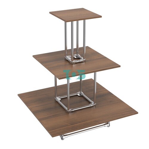 Торговый хромированный остров ПИРАМИДА №1 (полки ДСП 16мм)