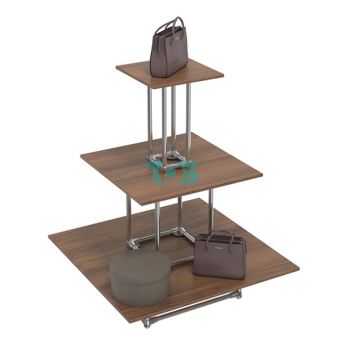 Торговый хромированный остров ПИРАМИДА №1 (полки ДСП 16мм)