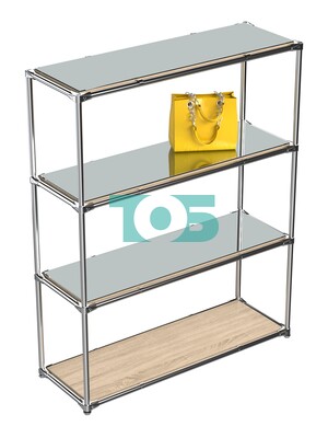 Торговый хромированный стеллаж с зеркальными полками №7