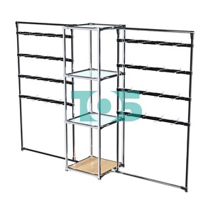 Хромированное вешало ШТАНГА №2-1 с полками стекло 6 мм