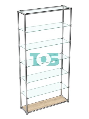 Пристенный торговый стеллаж ЛАЙТ с полками из прозрачного стекла №2