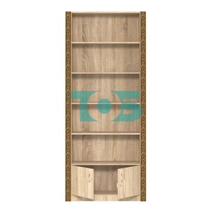 Торговый стеллаж с закрытым накопителем и декором №СБА-1ВД-300