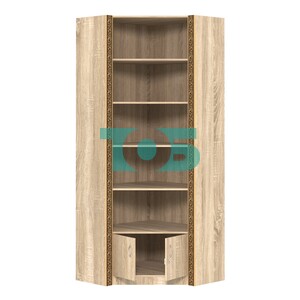 Внутренний угловой стеллаж с накопителем и декором №СБА-5-4ВД-400