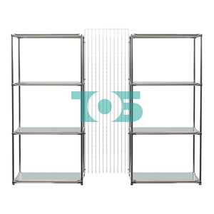 Сетчатый стеллаж СТИЛЬ с зеркальными полками и решеткой №31-4