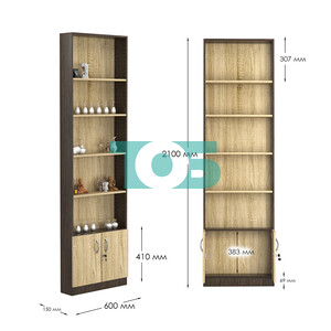 Стеллаж из ДСП с 4-мя полками 150x600 мм серии LEVEL-4 №2 (З/C - ДВП)