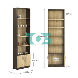 Стеллаж из ДСП с 4-мя полками 250x600 мм серии LEVEL-4 №4 (З/C - ДВП)