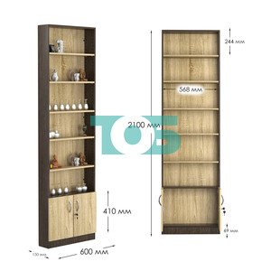 Стеллаж из ДСП с 5-ю полками 150x600 мм серии LEVEL-5 №2 (З/C - ДВП)