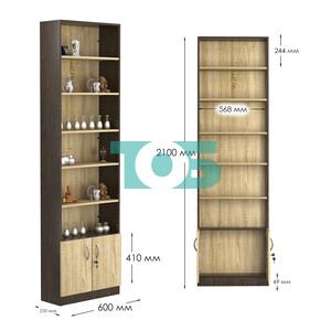 Стеллаж из ДСП с 5-ю полками 250x600 мм серии LEVEL-5 №4 (З/C - ДВП)