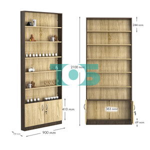 Стеллаж из ДСП с 5-ю полками 100x900 мм серии LEVEL-5 №8 (З/C - ДВП)