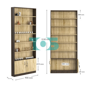 Стеллаж из ДСП с 5-ю полками 150x900 мм серии LEVEL-5 №9 (З/C - ДВП)