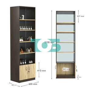 Стеллаж из ДСП с 4-мя полками 350x600 мм серии LEVEL-4 №6-2 (З/C - ЗЕРКАЛО)