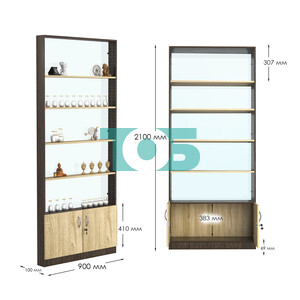 Стеллаж из ДСП с 4-мя полками 100x900 мм серии LEVEL-4 №8-1 (З/C - СТЕКЛО)