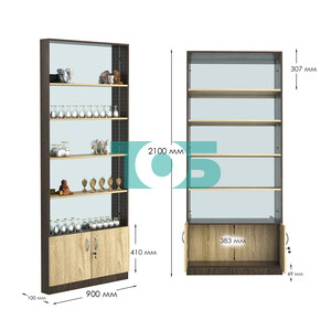 Стеллаж из ДСП с 4-мя полками 100x900 мм серии LEVEL-4 №8-2 (З/C - ЗЕРКАЛО)