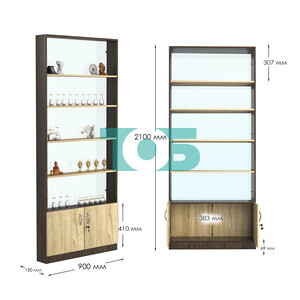 Стеллаж из ДСП с 4-мя полками 150x900 мм серии LEVEL-4 №9-1 (З/C - СТЕКЛО)