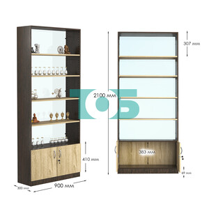 Стеллаж из ДСП с 4-мя полками 300x900 мм серии LEVEL-4 №12-1 (З/C - СТЕКЛО)