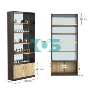 Стеллаж из ДСП с 4-мя полками 300x900 мм серии LEVEL-4 №12-2 (З/C - ЗЕРКАЛО)