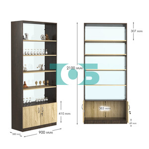 Стеллаж из ДСП с 4-мя полками 350x900 мм серии LEVEL-4 №13-1 (З/C - СТЕКЛО)