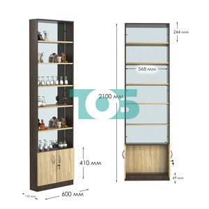 Стеллаж из ДСП с 5-ю полками 150x600 мм серии LEVEL-5 №2-2 (З/C - ЗЕРКАЛО)
