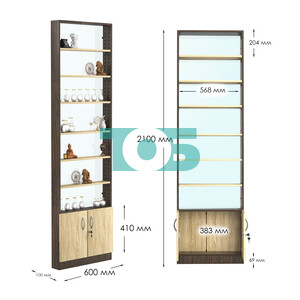 Стеллаж из ДСП с 6-ю полками 100x600 мм серии LEVEL-6 №1-1 (З/C - СТЕКЛО)