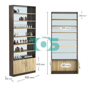 Стеллаж из ДСП с 6-ю полками 200x900 мм серии LEVEL-6 №10-2 (З/C - ЗЕРКАЛО)