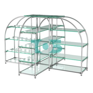 Комбинация стендов TD-06 №3-2 (с прозрачными полками стекло 8мм)