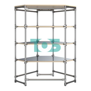 Хромированный стенд Прогресс №3-5 (с полками Зеркало 4мм)