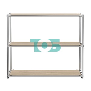 Хромированный стеллаж СТИЛЬ №2г с длинными полками под дерево