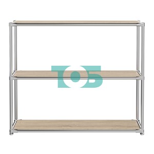 Хромированный стеллаж СТИЛЬ №3г с полками под цвет дерева