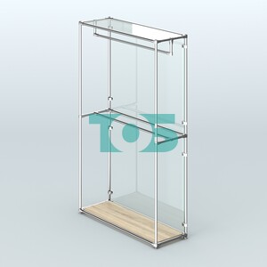 Торговая система ХРОМ (задняя стенка - стекло) 1200 мм с поручнями №1