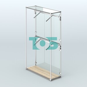 Торговая система ХРОМ (задняя стенка - стекло) 1200 мм с поручнями №3