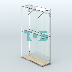 Торговая система ХРОМ (задняя стенка - стекло) 1200 мм с поручнями №4