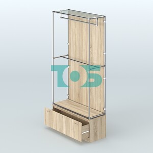 Торговая система ХРОМ (задняя стенка - ДСП) 1200 мм №1-1 с тумбой Т-11 и поручнями