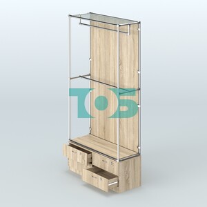 Торговая система ХРОМ (задняя стенка - ДСП) 1200 мм №1-2 с тумбой Т-14 и поручнями