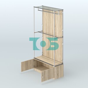 Торговая система ХРОМ (задняя стенка - ДСП) 1200 мм №1-4 с тумбой Т-21 и поручнями