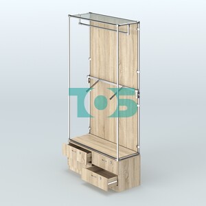 Торговая система ХРОМ (задняя стенка - ДСП) 1200 мм №2-2 с тумбой Т-14 и поручнями