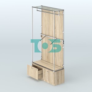 Торговая система ХРОМ (задняя стенка - ДСП) 1200 мм №2-3 с тумбой Т-15 и поручнями